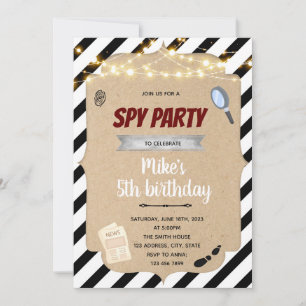 Invitation de fête d'anniversaire du détective d'e