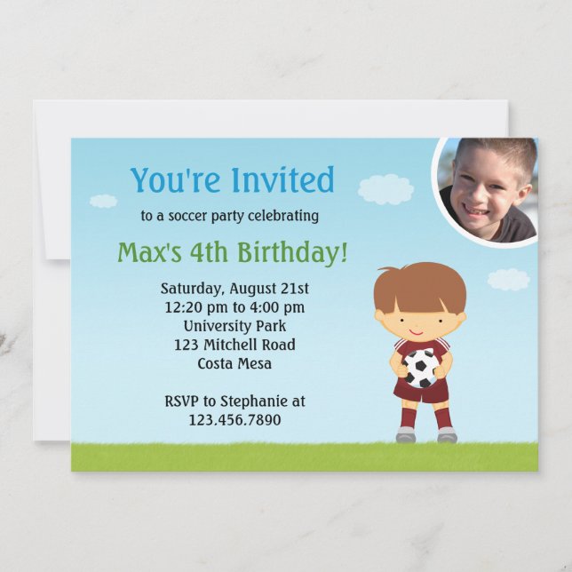 Invitation de fête d'anniversaire du football (Devant)