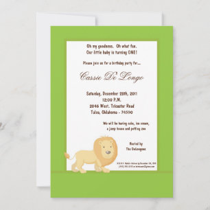 invitation de fête d'anniversaire du lion vert 5x7