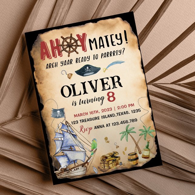 Invitation de fête d'anniversaire du Pirate (Créateur téléchargé)