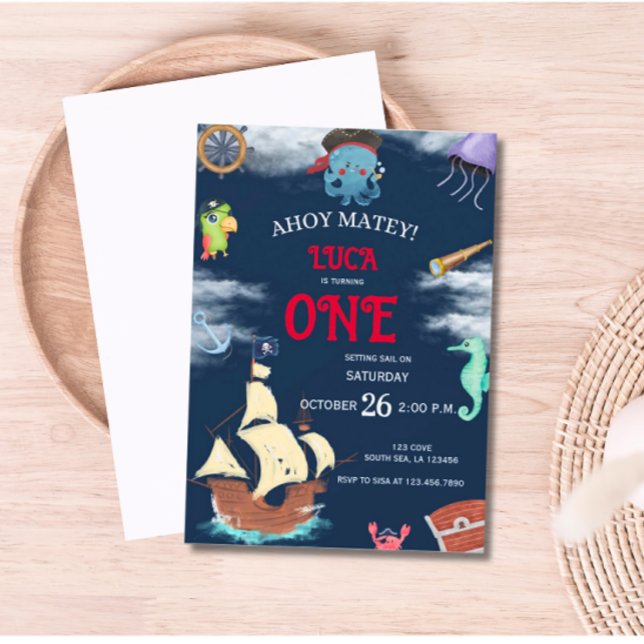 Invitation de fête d'anniversaire du Pirate (Pirate Birthday Invitation )