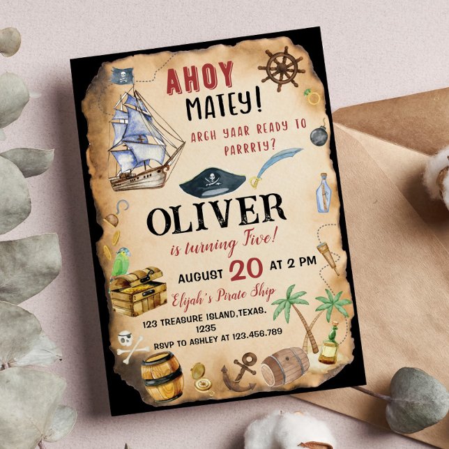 Invitation de fête d'anniversaire du Pirate (Créateur téléchargé)