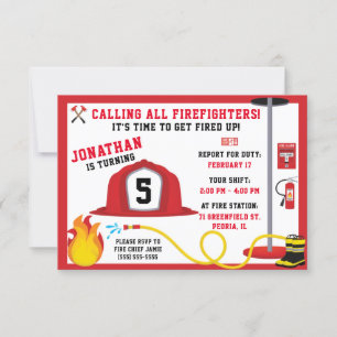 Invitation de fête d'anniversaire du pompier