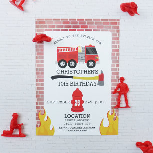 Invitation de fête d'anniversaire du pompier