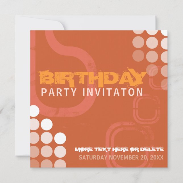 Invitation de fête d'anniversaire électro grunge o (Devant)