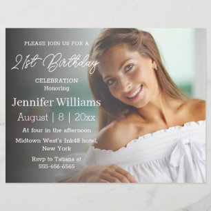 invitation de fête d'anniversaire élégante de 21 a