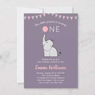 Invitation de fête d'anniversaire Eléphant pour un