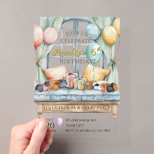 Invitation de fête d'anniversaire en acrylique pou