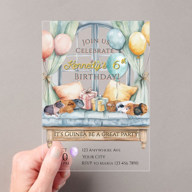 Invitation de fête d'anniversaire en acrylique pou (In situ (ordinateur de poche))