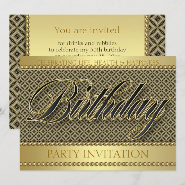Invitation de fête d'anniversaire en batik organiq (Devant / Derrière)