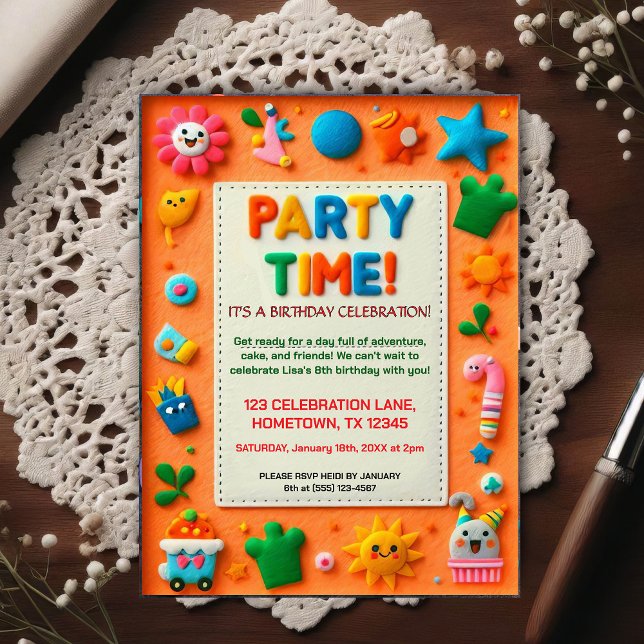 Invitation de fête d'anniversaire en feutre pour e (Créateur téléchargé)