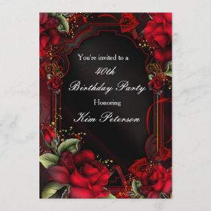 Invitation de fête d'anniversaire en soie de roses