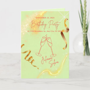 Invitation de fête d'anniversaire en vert menthe e