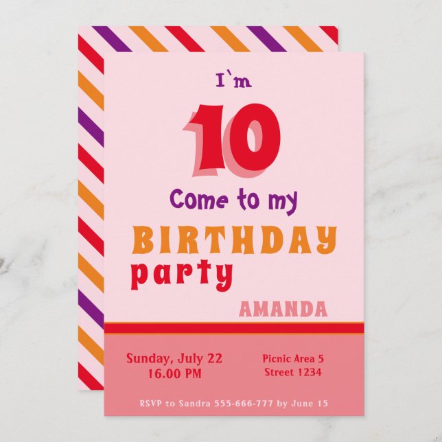 Invitation de fête d'anniversaire Enfants Personna (Devant / Derrière)