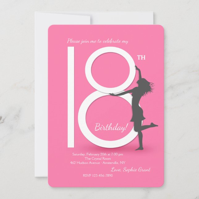 Invitation de fête d'anniversaire enfin 18 (Devant)