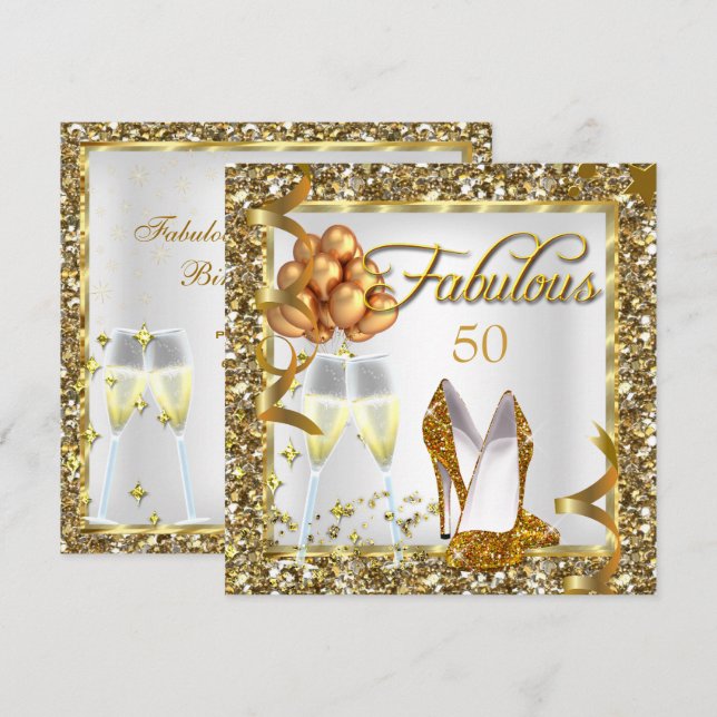 Invitation de fête d'anniversaire Fabulous 50 Cham (Devant / Derrière)
