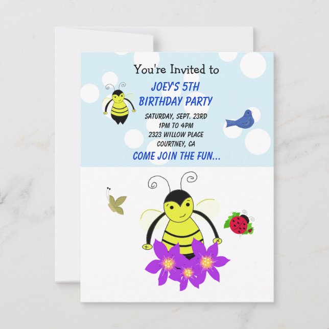 Invitation de fête d'anniversaire fantaisiste de l (Devant)