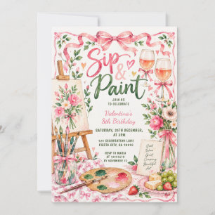 Invitation de fête d'anniversaire fille avec nœud