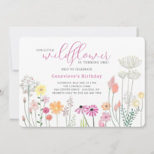 Invitation de fête d'anniversaire fleur sauvage