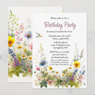 Invitation de fête d'anniversaire fleur sauvage