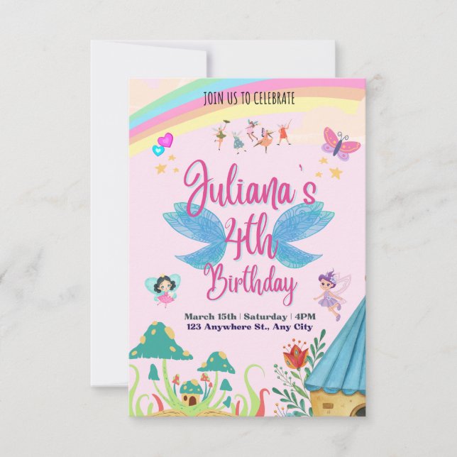 Invitation de fête d'anniversaire florale - Aquare (Devant)