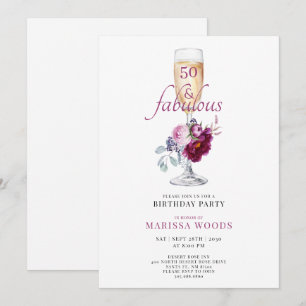 Invitation de fête d'anniversaire florale au champ