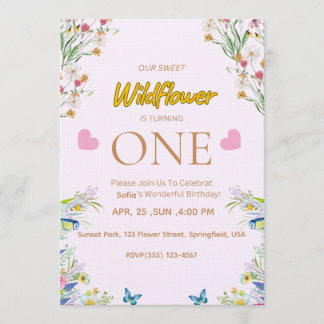Invitation de fête d'anniversaire florale Wild & O