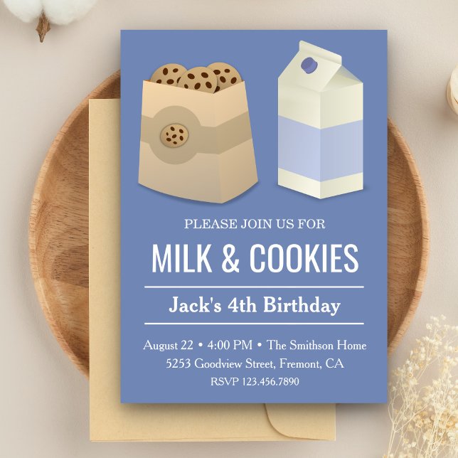 Invitation de fête d'anniversaire garçon Bleu Lait (Créateur téléchargé)