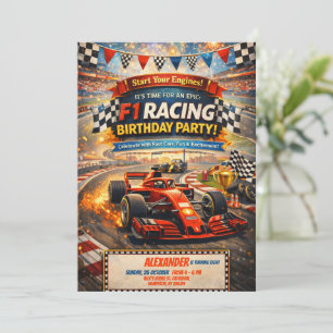Invitation de fête d'anniversaire garçon voiture d