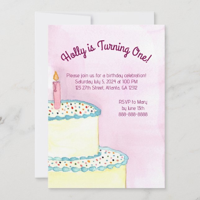Invitation de fête d'anniversaire - Gâteaux et arr (Devant)