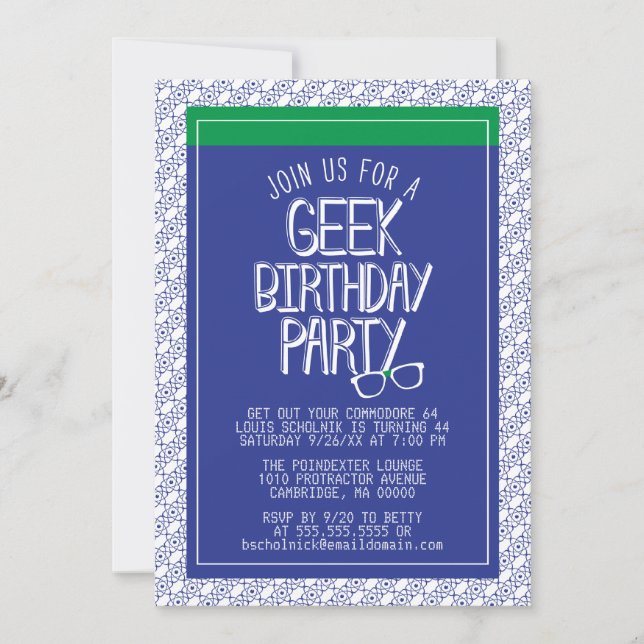 Invitation de fête d'anniversaire geek (Devant)