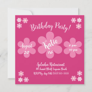 Invitation de fête d'anniversaire glamour à fleurs