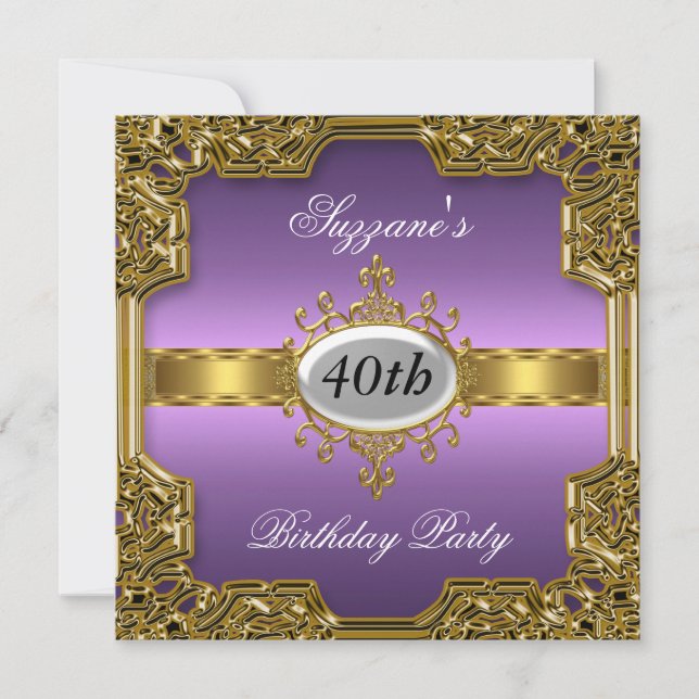 Invitation de fête d'anniversaire glamour violet (Devant)