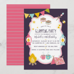 Invitation de fête d'anniversaire Glamping