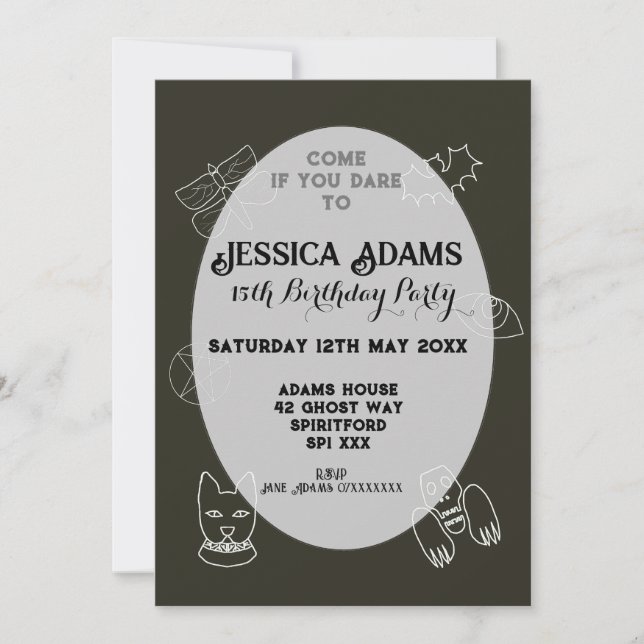 Invitation de fête d'anniversaire gothique caprici (Devant)