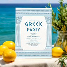 Invitation de fête d'anniversaire grec avec colonn