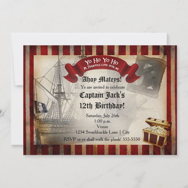 Invitation de fête d'anniversaire grunge de bateau (Devant)