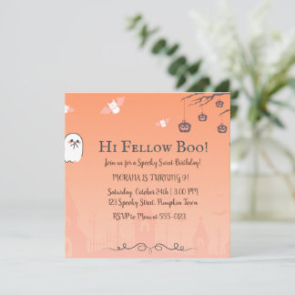 Invitation de fête d'anniversaire Halloween rose m