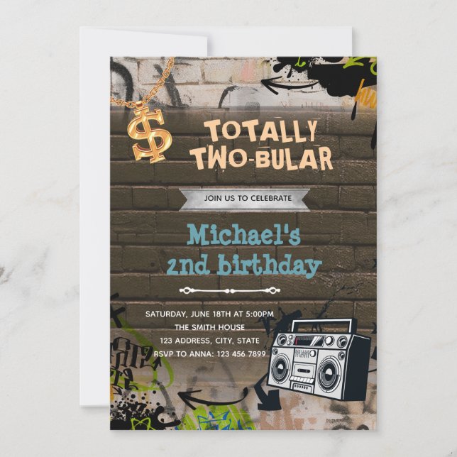 Invitation de fête d'anniversaire Hiphop (Devant)