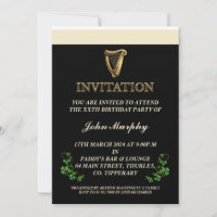 Invitation de fête d'anniversaire irlandaise