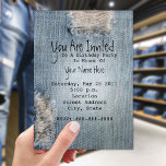 Invitation de fête d'anniversaire - Jeans bleus ar<br><div class="desc">Une invitation à la fête d'anniversaire avec une image arrière - plan de jean bleu denim passé avec des trous. Personnalisez le texte noir avec les détails de votre occasion.</div>