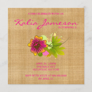 Invitation de fête d'anniversaire Luau Tissage de 