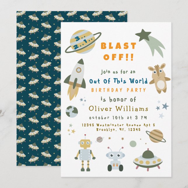 Invitation de fête d'anniversaire Magique et Perso (Devant / Derrière)