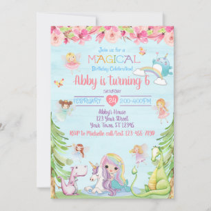 Invitation de fête d'anniversaire magique Unicorn