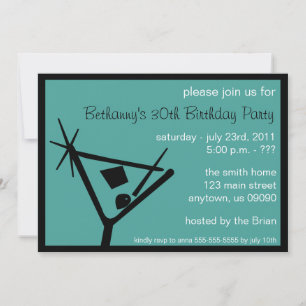 Invitation de fête d'anniversaire Martini Glass (T