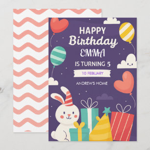 Invitation de fête d'anniversaire mignonne animal