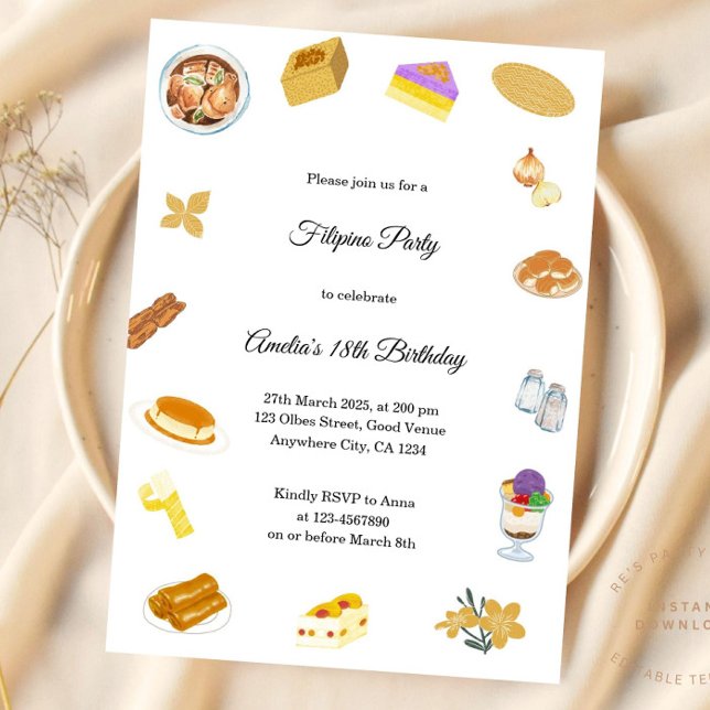 Invitation de fête d'anniversaire minimaliste mode (Créateur téléchargé)