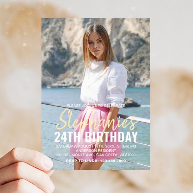 Invitation de fête d'anniversaire moderne avec pho (Make your celebration unforgettable with a custom birthday invite—personalized, stylish, and unique!)