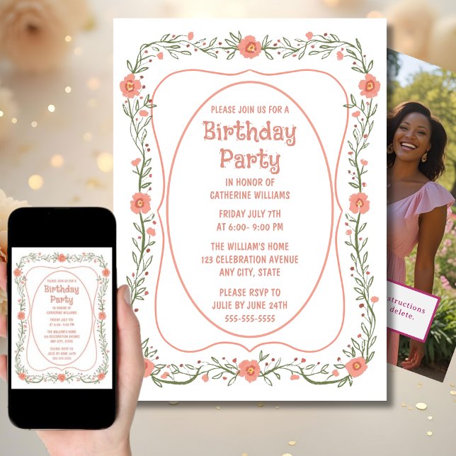 Invitation de fête d'anniversaire n'importe quel â (Créateur téléchargé)