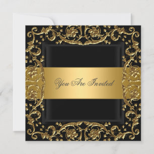 Invitation de fête d'anniversaire noir or